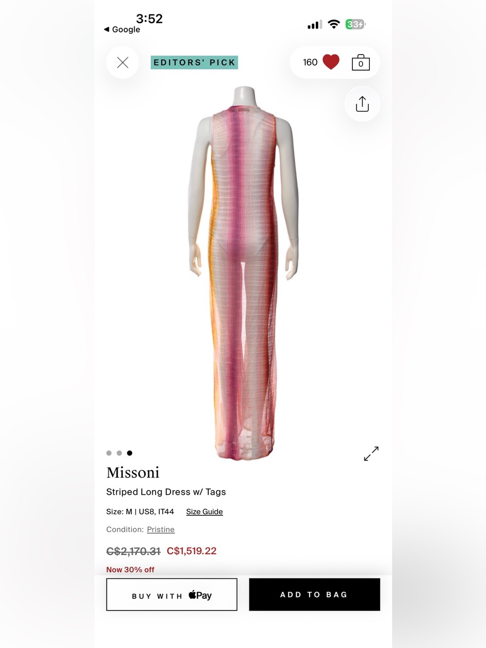 Missoni Mare Pink and Yellow Multicolor Sheer Beach Cover Up - Picture 2 of 8